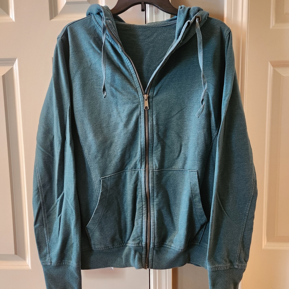 Women's Teal Full-Zip Hoodie with Hood and Pockets - Size XL
